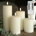 LUSHABOR Flameless Candles, 4 Pack Battery Operated Candles with Remote, Real Wax LED Fake Candles with Timer Flickering for Christmas Wedding Home Party D3 H 5" 6" 7" 9" Ivory-Ruum Studio Home
