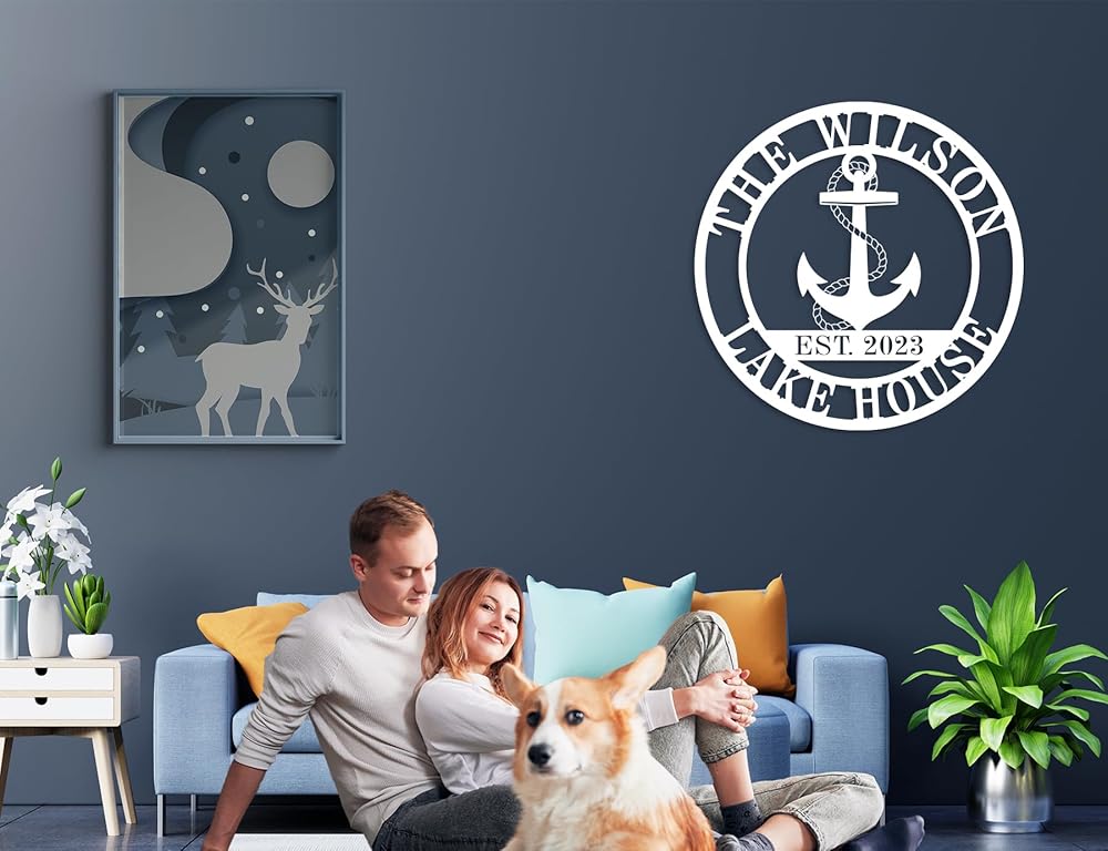 Personalized Lake House Decor, Custom Nautical Wall Decor, Nautical Decor for Home, Beach House Decor, Outdoor Nautical Decor, Outdoor Metal Lake House Signs, Lake House Gifts-Ruum Studio Home