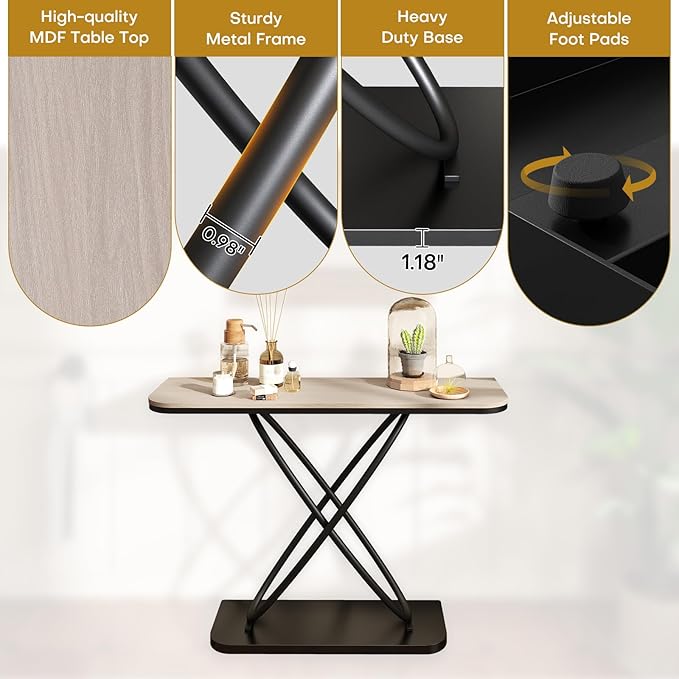 BECHAEO Farmhouse Narrow Console Table for for Living Room, 47.4" Rustic Narrow Entryway Table, Sofa Tables Behind Couch, Industrial Wooden Accent Tables for Hallway Foyer Warm Gray-Ruum Studio Home