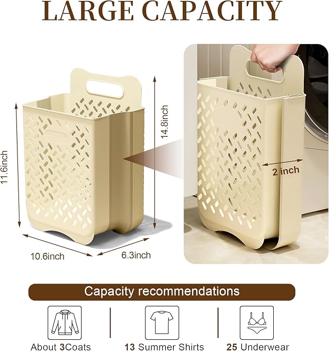 Laundry Basket Hamper,Hanging Wall Collapsible Laundry with Handle,Space-Saving Foldable Storage Dirty Washer Organizer Bin Multi-function Container Waterproof Durable,Set of 2(XL&M)-Ruum Studio Home