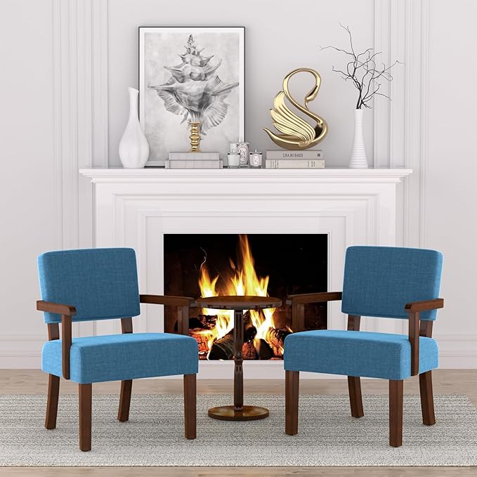 Accent Chair with Wood Frame, Arm Chairs Oversize with Soft Seat and Armrests for Living, Dining, Bed, Reading, and Waiting Rooms-Ruum Studio Home