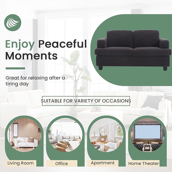 Ottoman Sofa, Modern Comfortable Ottoman with Storage Space for Living Room Apartment Lounge Sofa, Black Bouclé-Ruum Studio Home