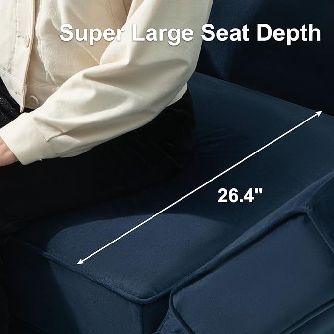 Belffin Modular Sectional Arm Accent Chair with Storage Seat Velvet Armchair Single Sofa Club Chair Blue-Ruum Studio Home