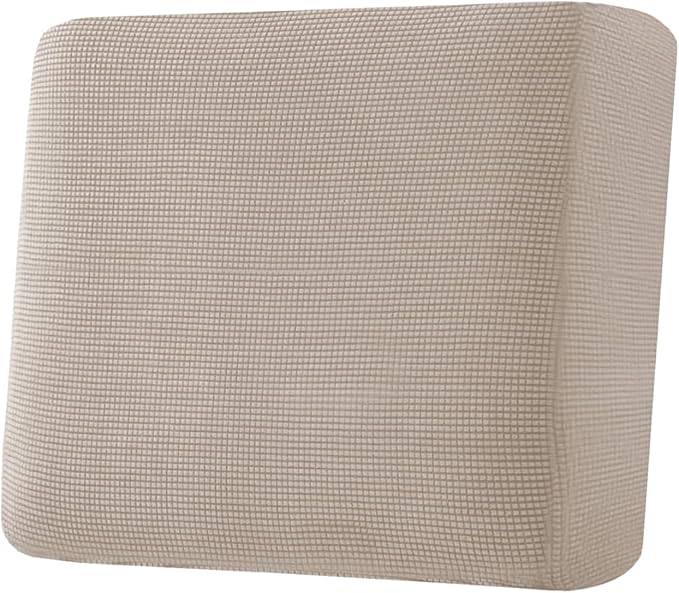 H.VERSAILTEX Super Stretch Individual Seat Cushion Covers Sofa Covers Couch Cushion Covers Slipcover Sets Thick Jacquard Textured Twill Fabric (1 Piece Chair Cushion Cover, Sand)-Ruum Studio Home
