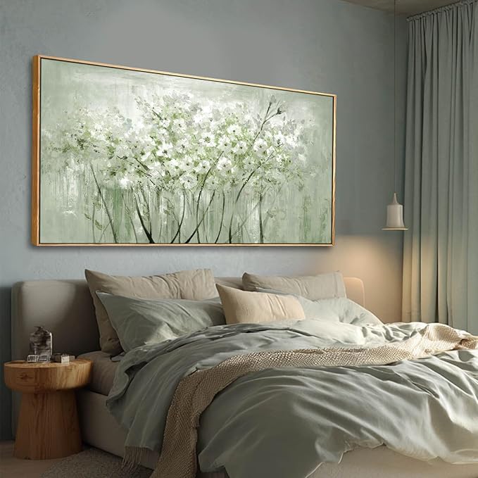 Framed Floral Wall Art Green botanical Canvas 24"x48" Artwork plant print Nature Wall Decor for Home Living Room Bedroom Kitchen Office-Ruum Studio Home