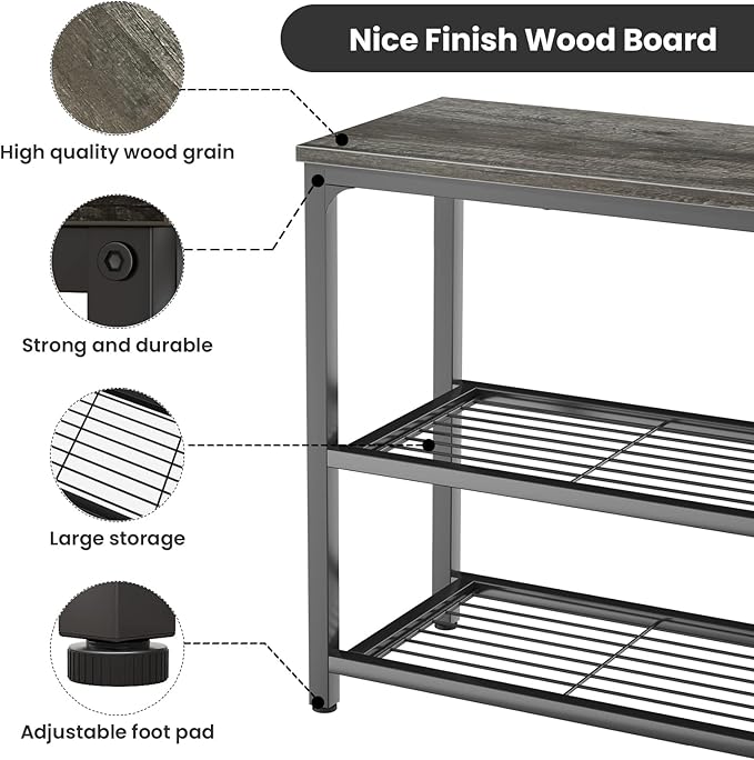 Ecoprsio Small Console Table, Sofa Table with Double Mesh Shelves, Modern Entryway Table for Entryway, Hallway, Foyer, Front Hall, Sofa Couch, Living Room, Bar, Kitchen, 32 Inch, Grey-Ruum Studio Home