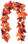 DearHouse 2 Pack Fall Garland Maple Leaf, 5.9Ft/Piece Hanging Vine Garland Artificial Autumn Foliage Garland Thanksgiving Decor for Home Wedding Fireplace Party Christmas (Red)-Ruum Studio Home