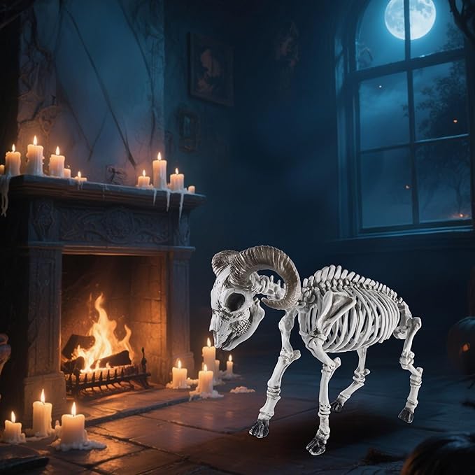 DR.DUDU Goat Skeletons Halloween Decorations – 26 Inch Long Life Size Skeleton Animals for Outdoor, Yard, Lawn Decor - Realistic Farm Skeleton Goat Party Props Scary Halloween Décor-Ruum Studio Home