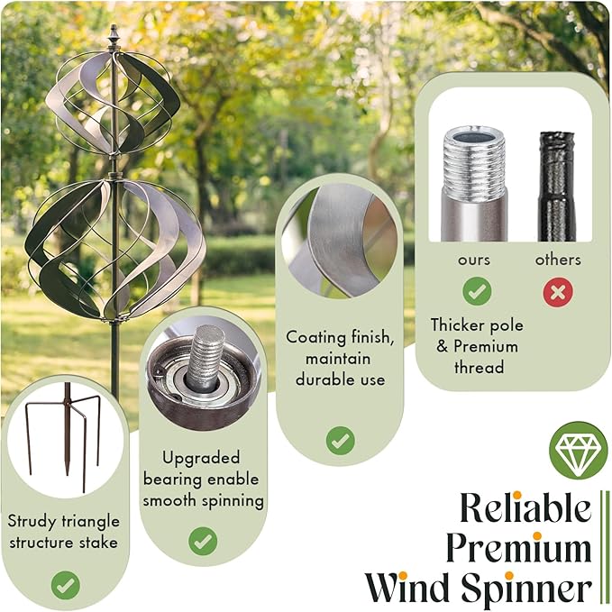 Wind Spinners Outdoor Metal - Large Kinetic Wind Spinner for Yard Garden, Windmills Lawn Ornament Décor for Lawn Patio (Height 84")-Ruum Studio Home