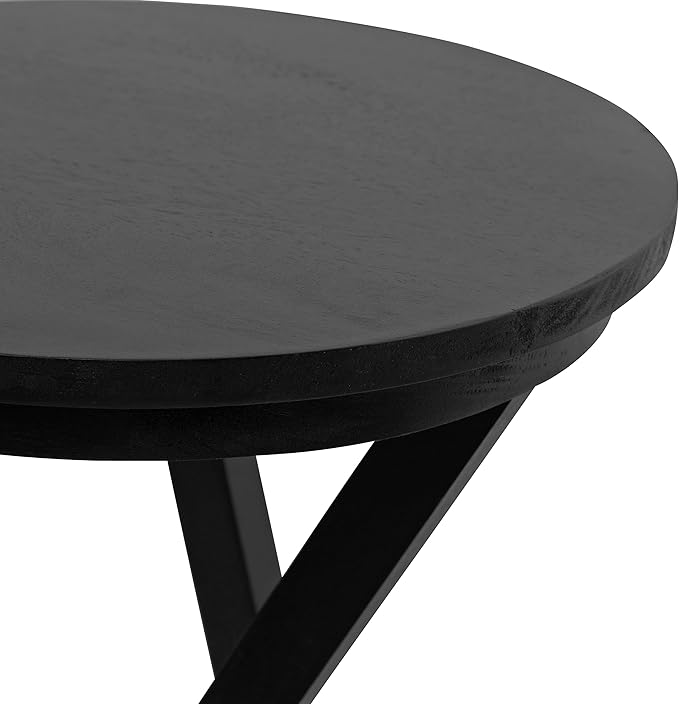 Kate and Laurel Aja Modern Side Table, 15 x 15 x 23, Black, Decorative Modern Geometric Wood Bedroom Nightstand Table with Round Tabletop and Unique Slanted Legs-Ruum Studio Home