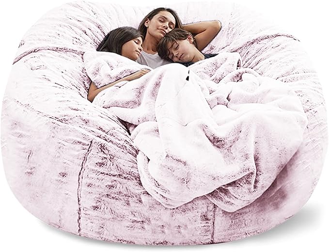 Big Huge Giant Bean Bag Chair for Adults, (No Filler) Bean Bag Chairs in Multiple Sizes and Colors Giant Foam-Filling Required- Machine Washable Covers, Double Stitched Seams (Blood red,7FT)-Ruum Studio Home
