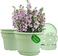 13 Inch Plastic-Flower-Pot-for-Indoor-Plants, 4 Pack Large Outdoor Planter Pot with Drainage Holes & Saucers, Resin Decorative Garden Pots Planters-Ruum Studio Home