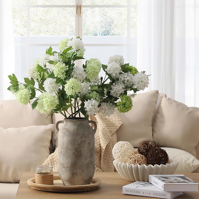 Large Flower Vase Home Decor - 12 inch Tall Ceramic Farmhouse Rustic Table Vases with Handle Living Room Decoration Decorative Modern Vintage for Floor Kitchen Shelf Coffee Dining Desk Fireplace-Ruum Studio Home