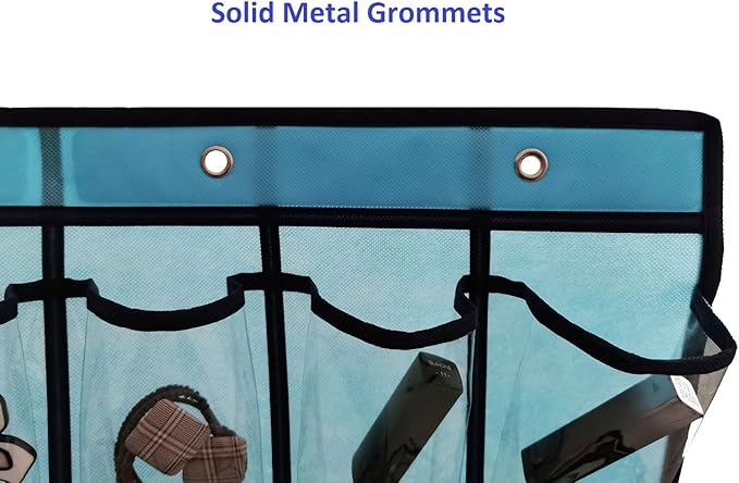 Classroom Pocket Chart for Phone Calculator Holder Over The Door Hanging Closet Jewelry Organizer with 30 Clear Pockets (Blue)-Ruum Studio Home
