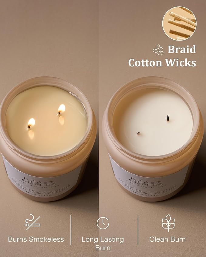 M&SENSE Coffee Candles Scented Strong, 2 Wick Jar Candle 19.4oz, 110 Hours Burning Time, Organic Natural Soy Wax Candle for Bedroom Kitchen Home Decor, Housewarming Gift for Men and Women-Ruum Studio Home