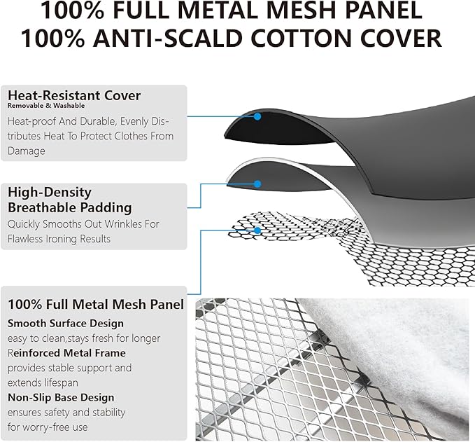 Metal Tabletop Ironing Board with Iron Rest, Portable Ironing Board Small with Heat Resistant Cotton Cover, Mini Iron Board for Small Space and Travel, 32 x 12 Inch (Gray)-Ruum Studio Home