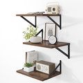 Heimlove Deep Floating Shelves for Wall, 12 Inch Deep Floating Shelves Set of 3, 16W x 12D Wood Wall Shelves, Wide Wood Shelves with Metal Bracket for Living Room, Kitchen, Office, Bedroom - Walnut-Ruum Studio Home