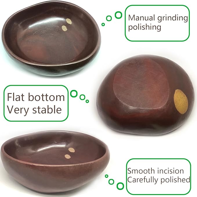 Handmade Decorative Bowl - Natural River Stone Pebble Artisan Crafted Serving Dish | 4-6 Inch Unique Decorative Tray for Home Centerpiece, Jewelry Holder (Deep Red)-Ruum Studio Home