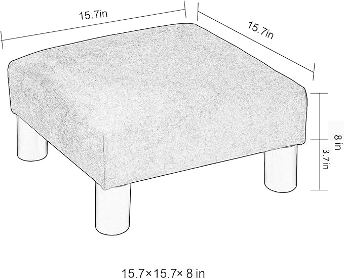 Joveco 15'' Small Foot Rest Stool Ottoman- Upholstered Footstool and Ottomans Small Footrest for High Beds- Lightweight and Portable, Light Gray-Ruum Studio Home