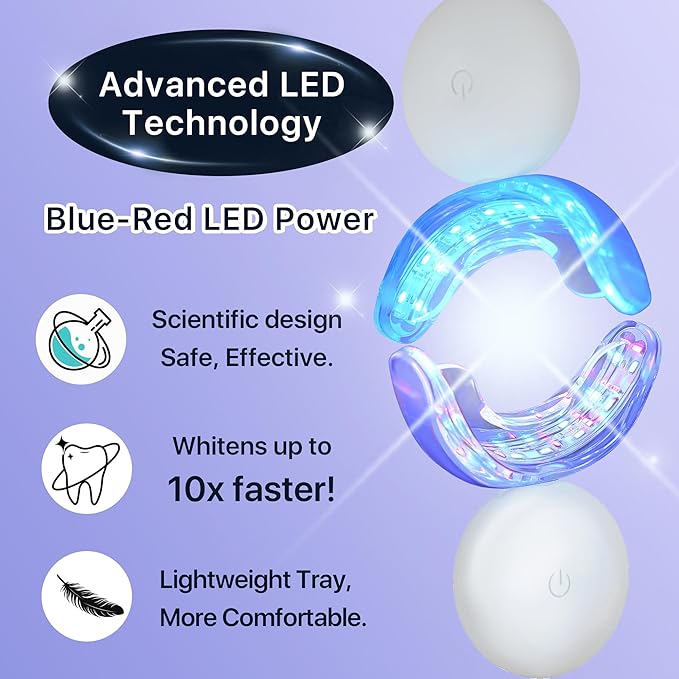 American Teeth Whitening Kit, Teeth Whitening Gel, Pen, Whitening Trays with Light, 25 Uses, Whiten Up to 8 Shades in 1 Week, 2025 Powerful Teeth Whitener-Ruum Studio Home
