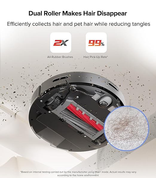 roborock Q5 Max+ Robot Vacuum with Self-Empty Dock, Upgraded from Q5+, 5500 Pa Suction, DuoRoller Brush, Hands-Free Cleaning for up to 7 Weeks, PreciSense LiDAR Navigation, App & Voice Control-Ruum Studio Home