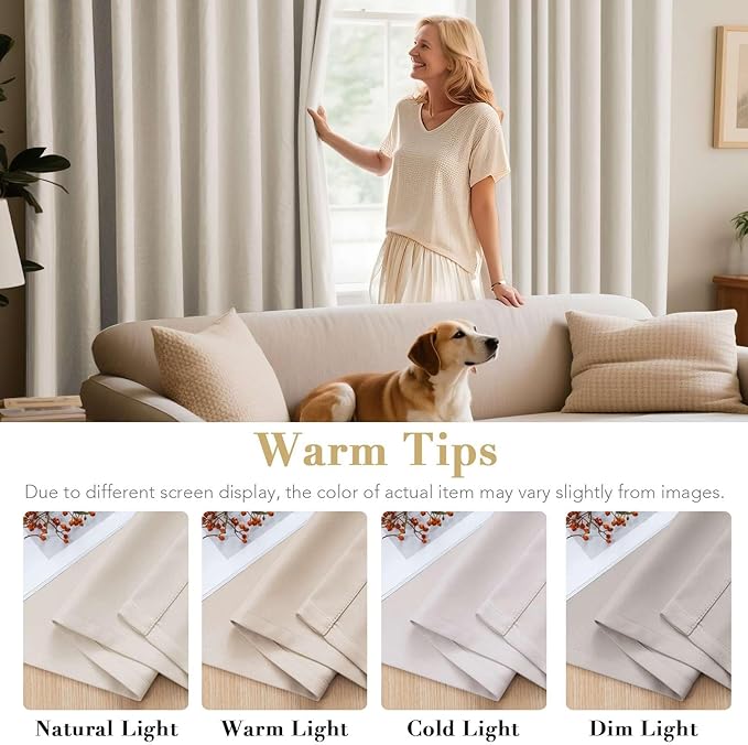 H.VERSAILTEX Room Darkening Curtains for Living Room Light Reducing Thermal Insulated Window Treatment Panels/Drapes Grommet Top 2 Panels (Ivory - 52 x 72 Inches)-Ruum Studio Home
