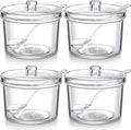 Patelai 4 Pieces Sugar Bowl Acrylic Clear Sugar Bowl with Lid and Salt Spoon Storage Jar with Airtight Lid for Salt, Tea, Spices, Herbs, Condiments(7.1 oz)-Ruum Studio Home