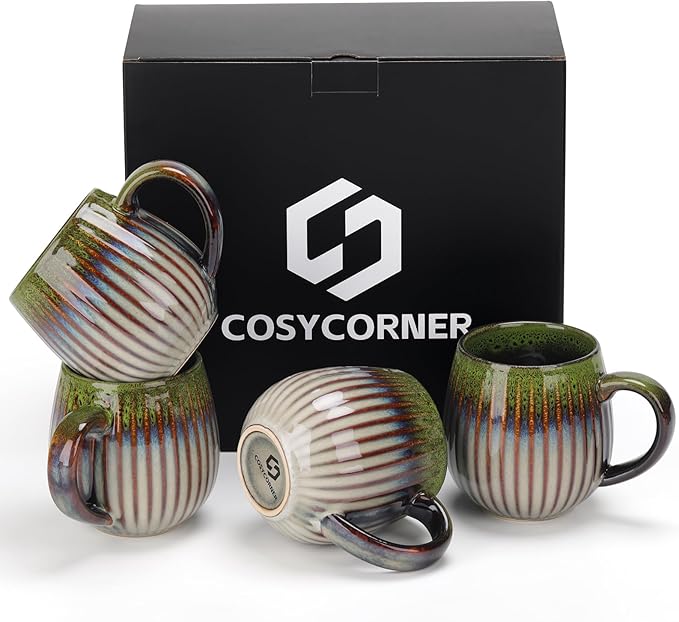 CosyCorner Ceramic Coffee Mugs Set, 17 oz Large Coffee Cups for Home and Office, Ceramic Cup for Coffee & Tea（B×4 pcs）-Ruum Studio Home