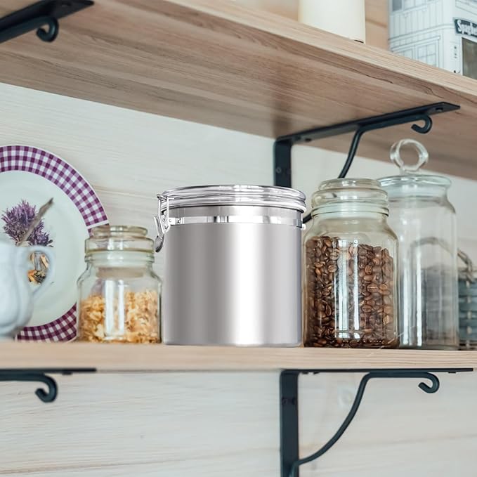 ENLOY 165oz Stainless Steel Airtight Canister for Kitchen, Large Flour Coffee Bean Tea Cereal Sugar Cookie Metal Food Storage Canisters with Clear Lid and Sturdy Locking Clamp-Ruum Studio Home