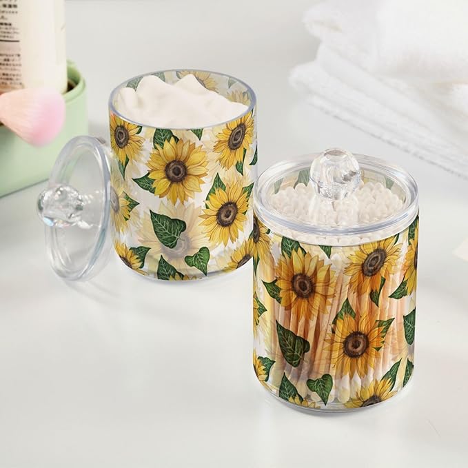 Sunflower 2PC Airtight Transparent Plastic Storage Jar, Food Storage Container Glass, Can Store Candy, Salt, Coffee Beans, With lid, Easy To Use-Ruum Studio Home