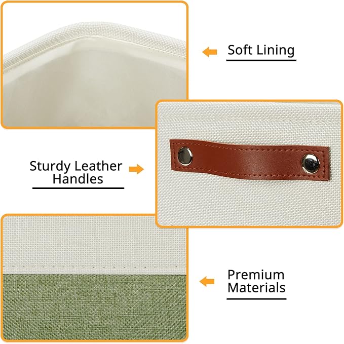 DULLEMELO Storage Basket, Linen Closet Organizers and Storage Baskets for Home Office, Suitable as Dog Toy Box, Baby Gift Basket, 4 Pieces 12x12 Decorative Cube Storage Bins(4 Pack - 12" White&Green)-Ruum Studio Home