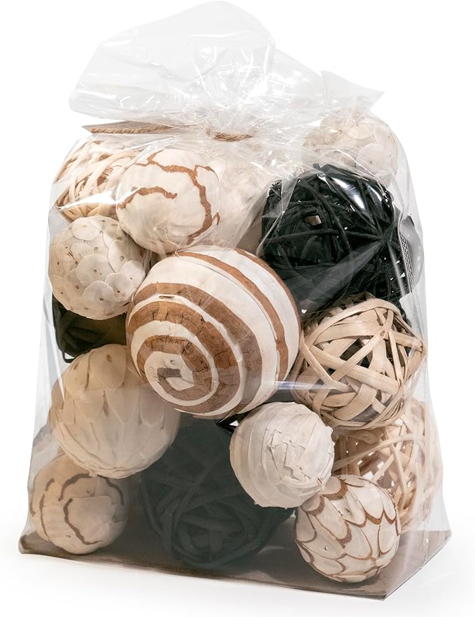 ANDALUCA Black & White Decorative Balls Bowl Filler Bag with Orbs, Balls (Black)-Ruum Studio Home