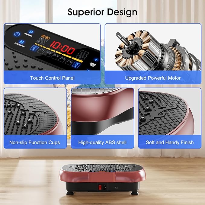 Vibration Plate Exercise Machine, 180 Speed Levels Vibration Plate for Lymphatic Drainage, Whole Body Workout Vibrating Fitness Platform, Effective for Weight Loss, Shaping, Toning & Wellness-Ruum Studio Home