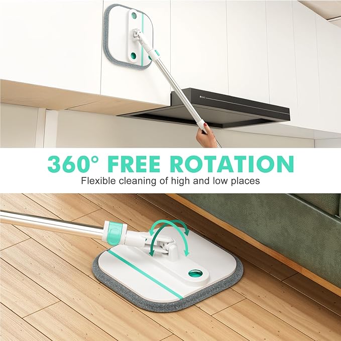 Upgraded Spin Mop and Bucket Set Self-Standing Mop Bucket Separate Dirty and Clean Water System Self Wringing 360° Rotating 90° Foldabl Mops and Buckets for Floor Cleaning (Blue, 2Pads)-Ruum Studio Home