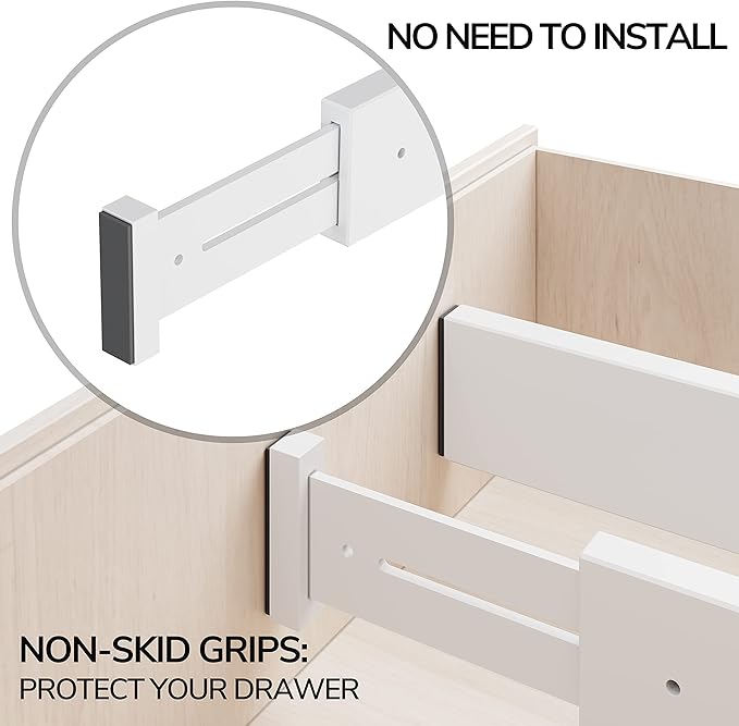 BAMEOS Drawer Dividers Bamboo Separators Organization Expandable Organizers for Kitchen Bedroom Bathroom Dresser Office 4-pack-Ruum Studio Home