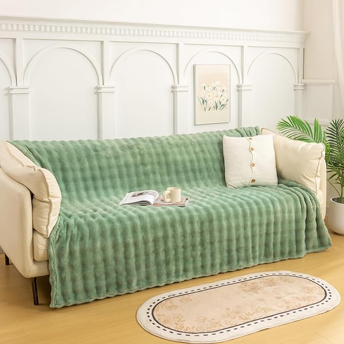 YUSOKI Luxury 3D Bubble Throw Blanket 2lb,All Ages,Home Decoration, (Sage Green,50 * 60inches)-Ruum Studio Home