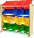 Humble Crew, Natural/Primary Kids' Toy Storage Organizer with 12 Plastic Bins, 34*35*15.5inch-Ruum Studio Home