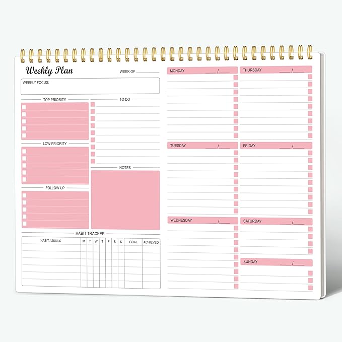 Weekly Planner Notepad Undated Weekly Goals Schedule Planner To Do List Notebook Planning Pad Calendars Organizers Habit Tracker Journal for Man & Women,52 Weeks (8.5x12")-Ruum Studio Home