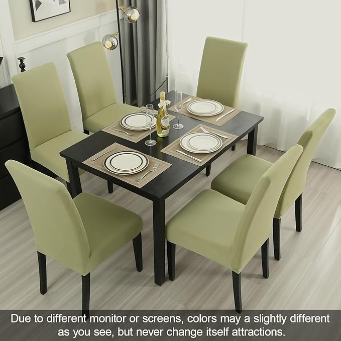 JQinHome Sage Green Chair Covers for Dining Room Set of 2, High Stretch Removable Washable Parsons Chair Slipcover for Home Party Hotel Wedding Ceremony (2PCS,Sage Green)-Ruum Studio Home