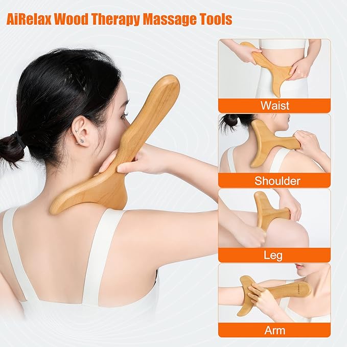 AiRelax 6 in 1 Wood Therapy Massage Tools,Lymphatic Drainage Massager Maderoterapia Kit Colombiana for Body Shaping,Body Sculpting Massage kit Tools-Ruum Studio Home