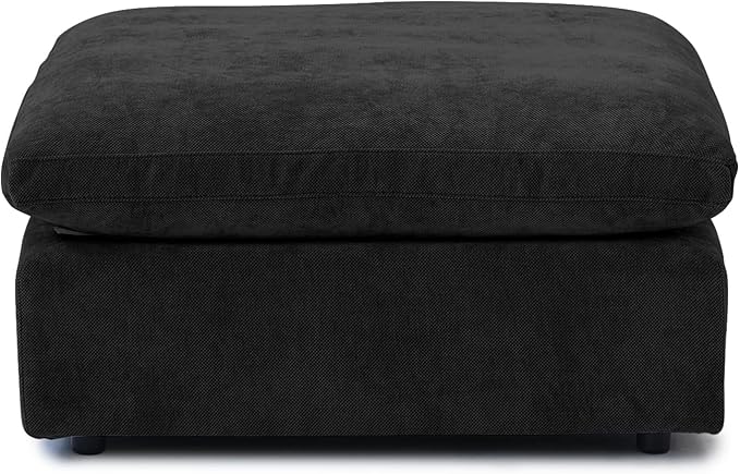 JACH Modular Ottoman Seater for Living Room, Cushion Covers Removable, Minimalist Comfy Footstool, Breathable Ottoman for Living Room Apartment (Black)-Ruum Studio Home
