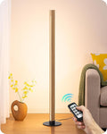 EDISHINE Corner Floor Lamp, Upgraded Dual-Sided Lighting, Wooden Floor Lamps for Living Room, Standing Lamp with Remote/Foot Control, 7CCT & Dimmable Floor Lamp for Bedroom, Office, Natural Wood-Ruum Studio Home