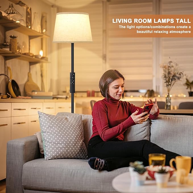 【Upgraded Floor Lamps for Living Room, Modern Floor Lamp with Remote Control, Dimmable Colors Temperature Standing Lamp Foot Switch, 9W LED Bulb Tall Lamps for Bedroom Office Kid Room-Ruum Studio Home