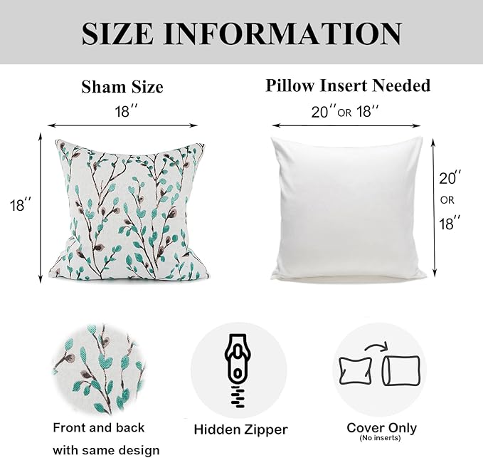 YOUR SMILE Classical Embroidery Jacquard Green Square Decorative Throw Pillow Case Cushion Cover 18x18 inch-Ruum Studio Home