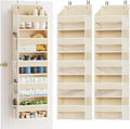 SpaceAid 2 Pack Over The Door Organizer with 5 Large Pockets and 10 Mesh Side Pockets, 5 Layers Door Organizer Hanging with Clear Window for Bedroom, Bathroom, Pantry and Nursery, Beige-Ruum Studio Home