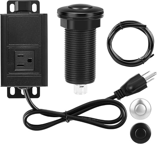 Air Switch Kit for Garbage Disposal, UL Listed Sink Top Air Switch for Food Waste Disposal, 3.58” Extra Long Air Button (Black Stainless Steel)-Ruum Studio Home