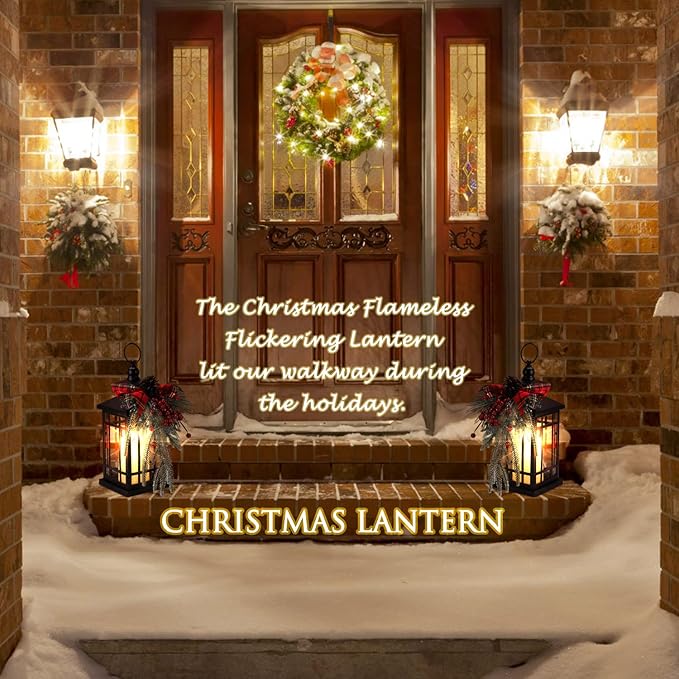 Christmas Lantern Christmas Decorative Lantern Snow Globe Christmas Decorations Indoor Outdoor Flashing Candle Lights, Dining Table Fireplace Decoration Hanging Candle Lanterns Holiday Decor-Ruum Studio Home
