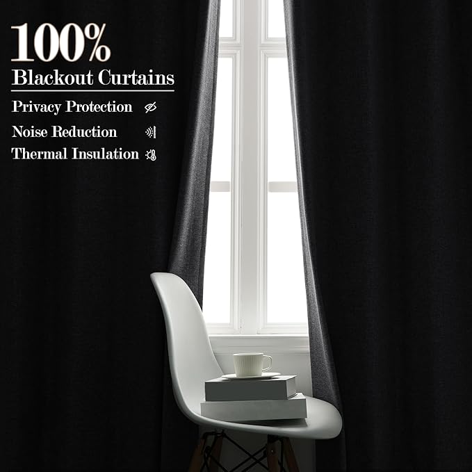 100" W x 96" L Faux Linen Room Divider Curtains, Full Blackout Pinch Pleated Drapes for Traverse Rod, Bedroom Divider Privacy Drapery with Hooks for Ceiling Track, 1 Panel, Silver Grey-Ruum Studio Home