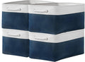 TcaFmac Organization and Storage Basket for Gifts Empty - 16x12x8 inch Large 4 Pack Collapsible Storage Box for Organizing, Fabric Storage Cubes for Cloth Toy Books Shelves(White & Jean Blue)-Ruum Studio Home