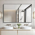 Bathroom Black Mirror, 36x55in Black Rectangle Mirror with Thin Metal Frame, Large Rectangular Wall Mirror for Bathroom, Living Room, Hair Salon, Big Farmhouse Mirror Hang Horizontal/Vertical-Ruum Studio Home